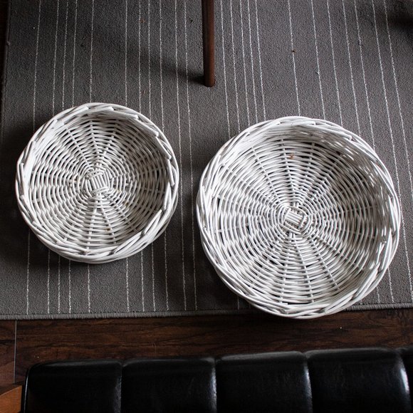 Set of 2 White Wicker Rattan Serving Trays - Picture 16 of 16